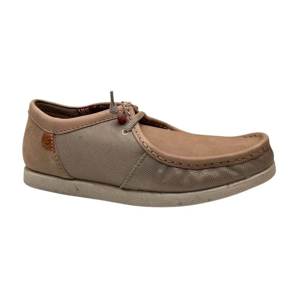 Clarks Mens Shacrelite Moc‎ Leather Casual Shoes Size 10 Beige-Tan Slip-on Style